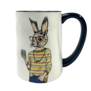 Signature Housewares Inc Hipster Inspired 17.5oz Stoneware Coffee Mug Rabbit NEW